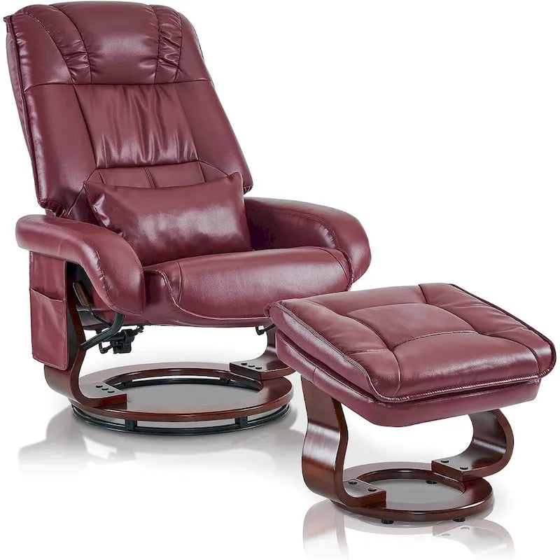 Poltrona reclinabile girevole con pouf, poltrona TV massaggiante vibrante, poltrona ergonomica da salotto per soggiorno, similpelle