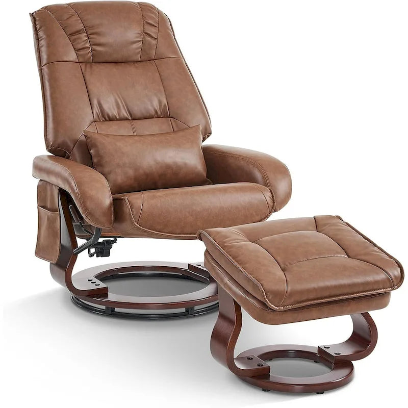 Poltrona reclinabile girevole con pouf, poltrona TV massaggiante vibrante, poltrona ergonomica da salotto per soggiorno, similpelle