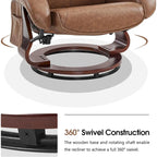Poltrona reclinabile girevole con pouf, poltrona TV massaggiante vibrante, poltrona ergonomica da salotto per soggiorno, similpelle
