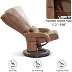 Poltrona reclinabile girevole con pouf, poltrona TV massaggiante vibrante, poltrona ergonomica da salotto per soggiorno, similpelle