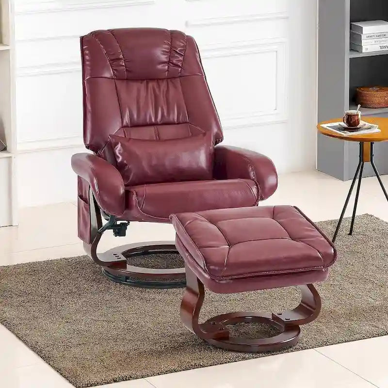 Poltrona reclinabile girevole con pouf, poltrona TV massaggiante vibrante, poltrona ergonomica da salotto per soggiorno, similpelle