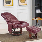 Poltrona reclinabile girevole con pouf, poltrona TV massaggiante vibrante, poltrona ergonomica da salotto per soggiorno, similpelle
