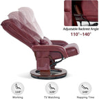 Poltrona reclinabile girevole con pouf, poltrona TV massaggiante vibrante, poltrona ergonomica da salotto per soggiorno, similpelle