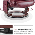 Poltrona reclinabile girevole con pouf, poltrona TV massaggiante vibrante, poltrona ergonomica da salotto per soggiorno, similpelle