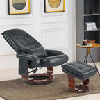 Poltrona reclinabile girevole con pouf, poltrona TV massaggiante vibrante, poltrona ergonomica da salotto per soggiorno, similpelle