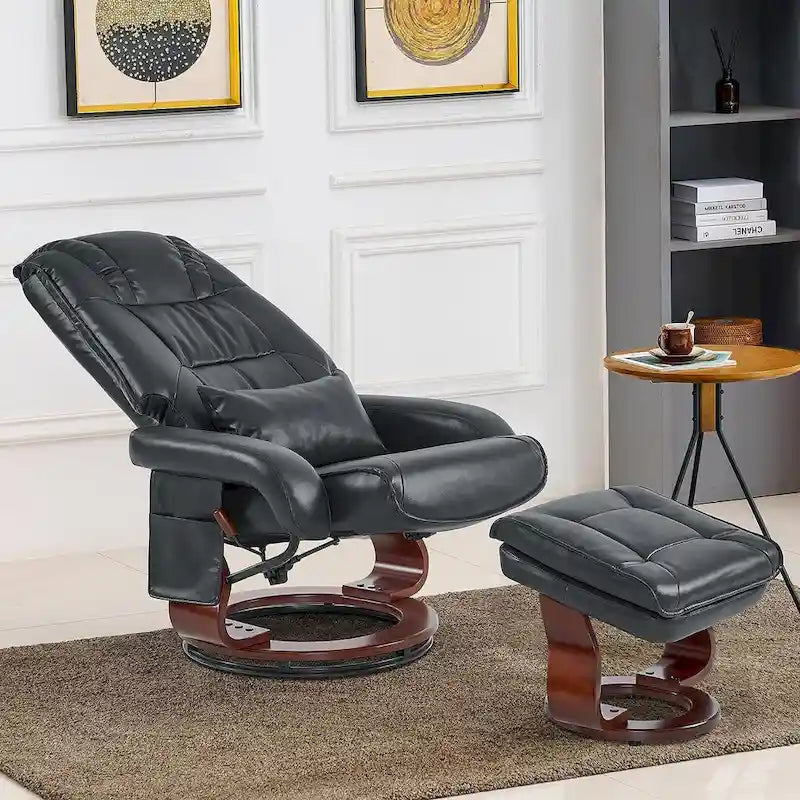Poltrona reclinabile girevole con pouf, poltrona TV massaggiante vibrante, poltrona ergonomica da salotto per soggiorno, similpelle