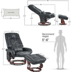 Poltrona reclinabile girevole con pouf, poltrona TV massaggiante vibrante, poltrona ergonomica da salotto per soggiorno, similpelle
