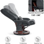 Poltrona reclinabile girevole con pouf, poltrona TV massaggiante vibrante, poltrona ergonomica da salotto per soggiorno, similpelle