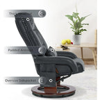 Poltrona reclinabile girevole con pouf, poltrona TV massaggiante vibrante, poltrona ergonomica da salotto per soggiorno, similpelle