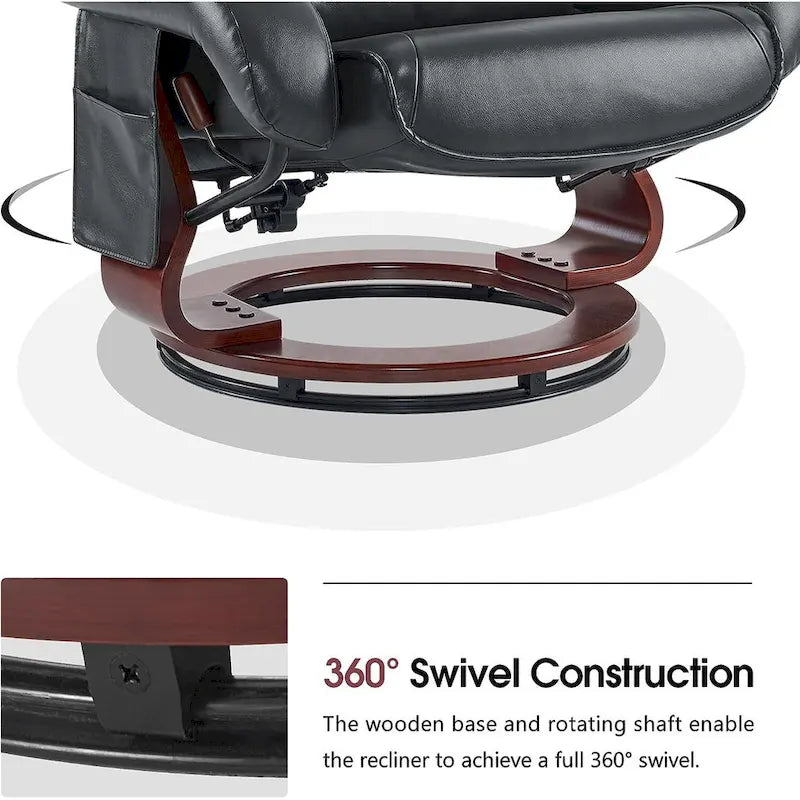 Poltrona reclinabile girevole con pouf, poltrona TV massaggiante vibrante, poltrona ergonomica da salotto per soggiorno, similpelle