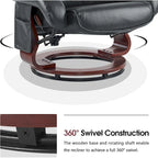 Poltrona reclinabile girevole con pouf, poltrona TV massaggiante vibrante, poltrona ergonomica da salotto per soggiorno, similpelle