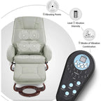 Poltrona reclinabile girevole con pouf, poltrona TV massaggiante vibrante, poltrona ergonomica da salotto per soggiorno, similpelle