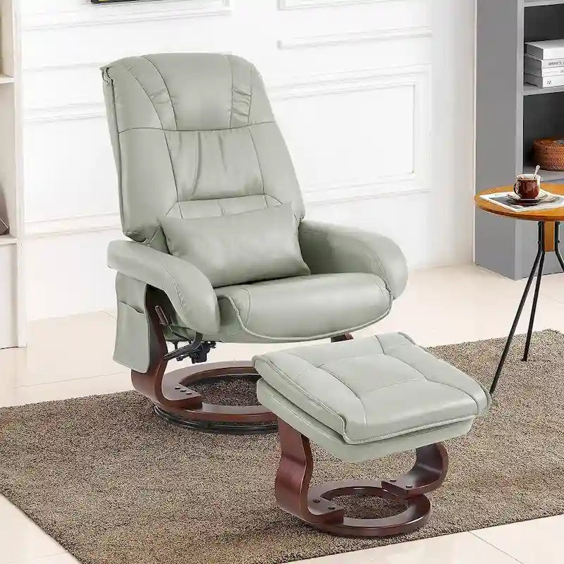 Poltrona reclinabile girevole con pouf, poltrona TV massaggiante vibrante, poltrona ergonomica da salotto per soggiorno, similpelle