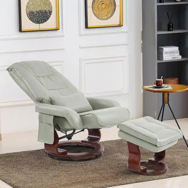 Poltrona reclinabile girevole con pouf, poltrona TV massaggiante vibrante, poltrona ergonomica da salotto per soggiorno, similpelle