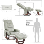 Poltrona reclinabile girevole con pouf, poltrona TV massaggiante vibrante, poltrona ergonomica da salotto per soggiorno, similpelle