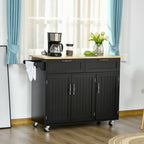 HOMCOM 48 Carrello da Cucina Moderno su Ruote con Cassetti, Carrello Utensili Mobile con Ripiani Regolabili, Armadietti