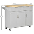 HOMCOM 48 Carrello da Cucina Moderno su Ruote con Cassetti, Carrello Utensili Mobile con Ripiani Regolabili, Armadietti