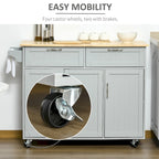 HOMCOM 48 Carrello da Cucina Moderno su Ruote con Cassetti, Carrello Utensili Mobile con Ripiani Regolabili, Armadietti