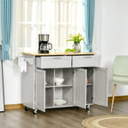 HOMCOM 48 Carrello da Cucina Moderno su Ruote con Cassetti, Carrello Utensili Mobile con Ripiani Regolabili, Armadietti
