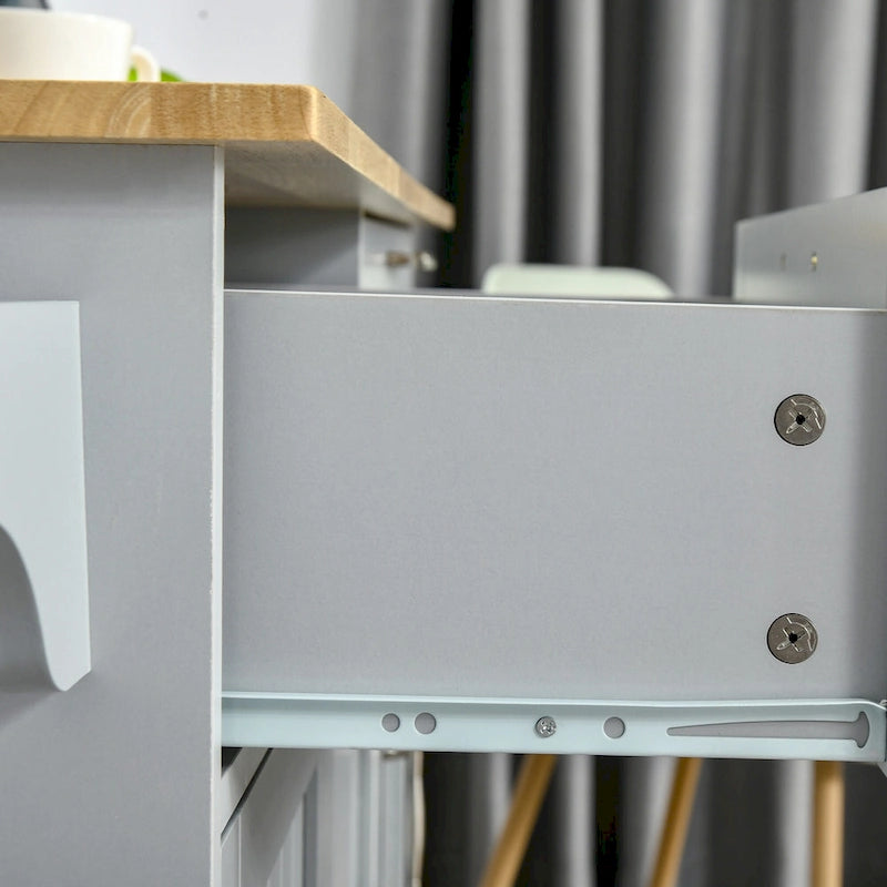 HOMCOM 48 Carrello da Cucina Moderno su Ruote con Cassetti, Carrello Utensili Mobile con Ripiani Regolabili, Armadietti