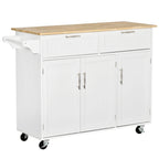 HOMCOM 48 Carrello da Cucina Moderno su Ruote con Cassetti, Carrello Utensili Mobile con Ripiani Regolabili, Armadietti