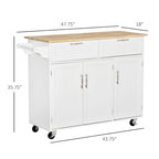 HOMCOM 48 Carrello da Cucina Moderno su Ruote con Cassetti, Carrello Utensili Mobile con Ripiani Regolabili, Armadietti