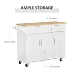 HOMCOM 48 Carrello da Cucina Moderno su Ruote con Cassetti, Carrello Utensili Mobile con Ripiani Regolabili, Armadietti
