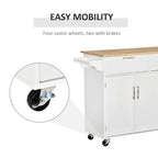 HOMCOM 48 Carrello da Cucina Moderno su Ruote con Cassetti, Carrello Utensili Mobile con Ripiani Regolabili, Armadietti