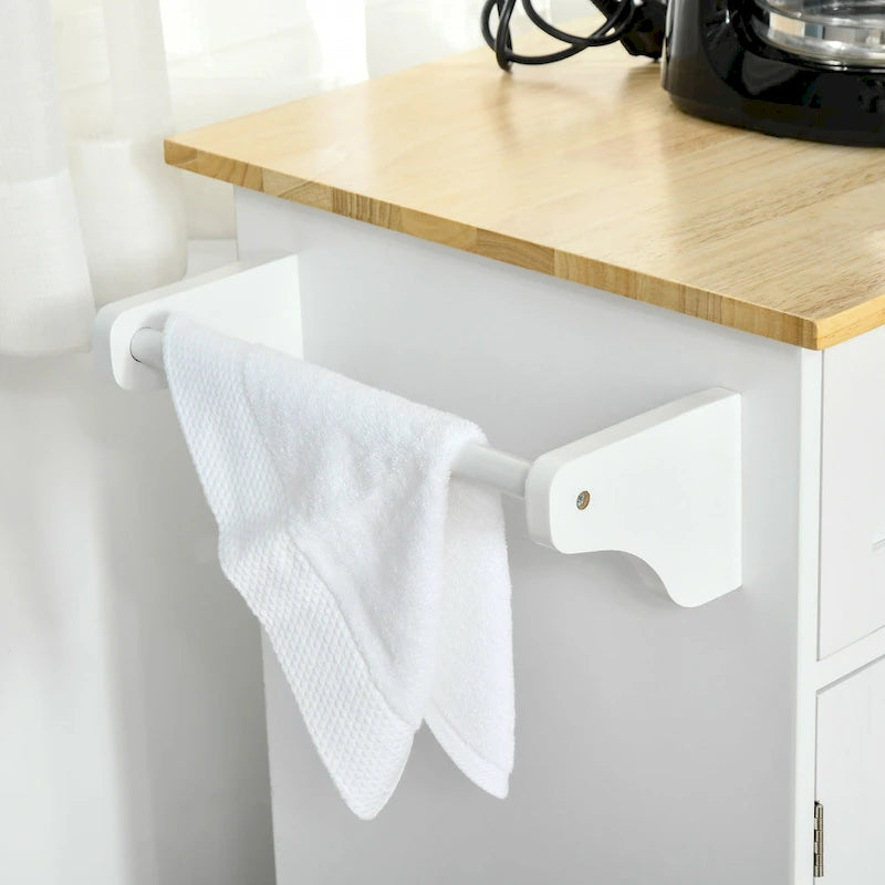 HOMCOM 48 Carrello da Cucina Moderno su Ruote con Cassetti, Carrello Utensili Mobile con Ripiani Regolabili, Armadietti