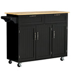 HOMCOM 48 Carrello da Cucina Moderno su Ruote con Cassetti, Carrello Utensili Mobile con Ripiani Regolabili, Armadietti
