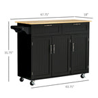 HOMCOM 48 Carrello da Cucina Moderno su Ruote con Cassetti, Carrello Utensili Mobile con Ripiani Regolabili, Armadietti