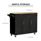 HOMCOM 48 Carrello da Cucina Moderno su Ruote con Cassetti, Carrello Utensili Mobile con Ripiani Regolabili, Armadietti