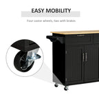 HOMCOM 48 Carrello da Cucina Moderno su Ruote con Cassetti, Carrello Utensili Mobile con Ripiani Regolabili, Armadietti