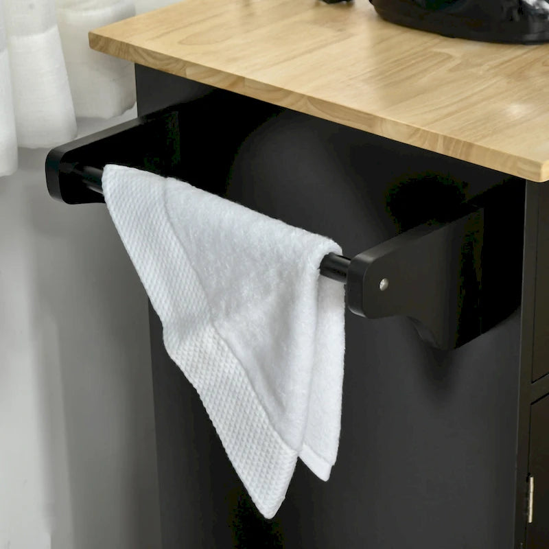 HOMCOM 48 Carrello da Cucina Moderno su Ruote con Cassetti, Carrello Utensili Mobile con Ripiani Regolabili, Armadietti