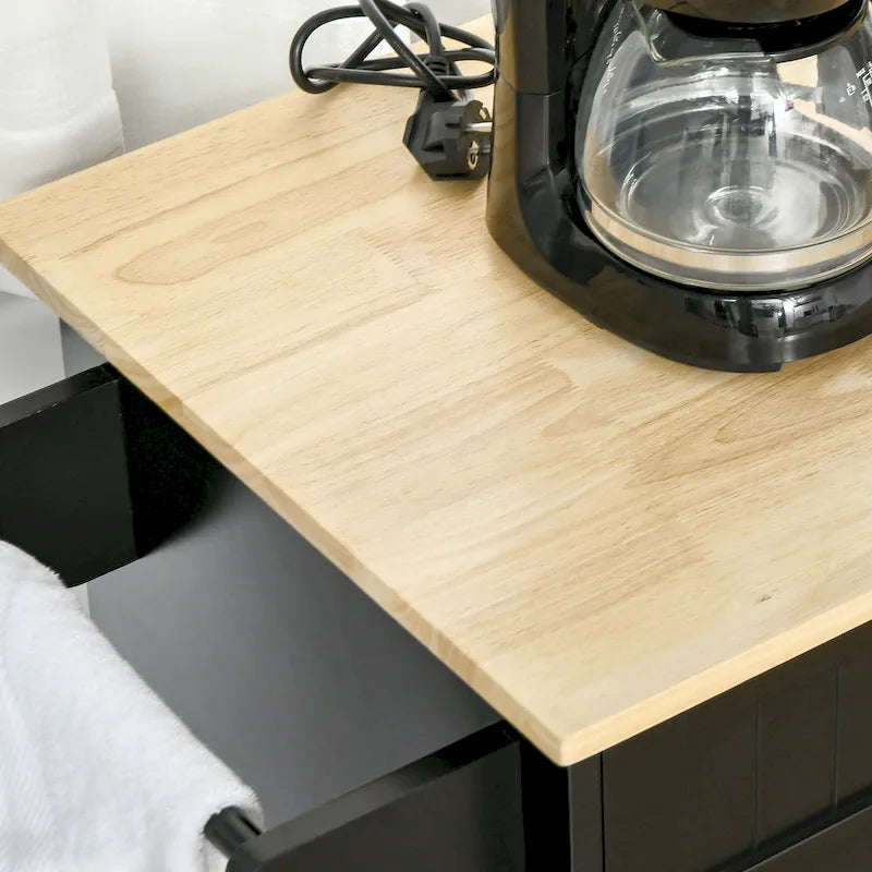 HOMCOM 48 Carrello da Cucina Moderno su Ruote con Cassetti, Carrello Utensili Mobile con Ripiani Regolabili, Armadietti