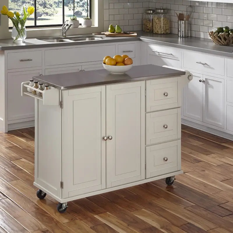Carrello da Cucina con Piano in Acciaio Inossidabile