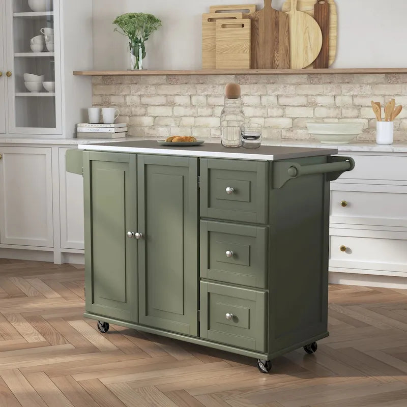 Carrello da Cucina con Piano in Acciaio Inossidabile