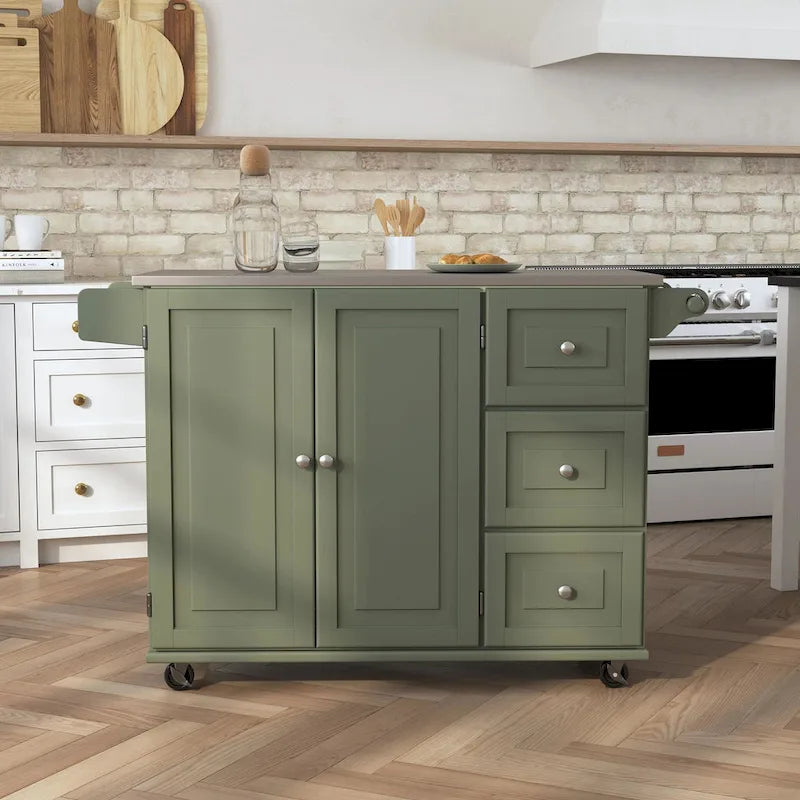 Carrello da Cucina con Piano in Acciaio Inossidabile