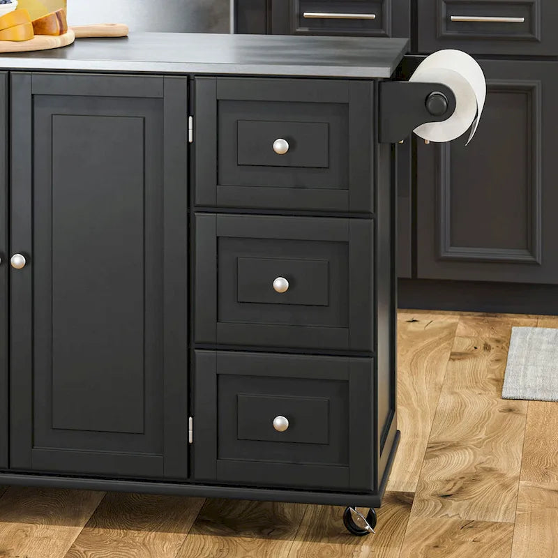 Carrello da Cucina con Piano in Acciaio Inossidabile