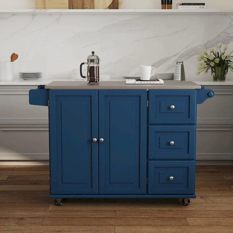 Carrello da Cucina con Piano in Acciaio Inossidabile