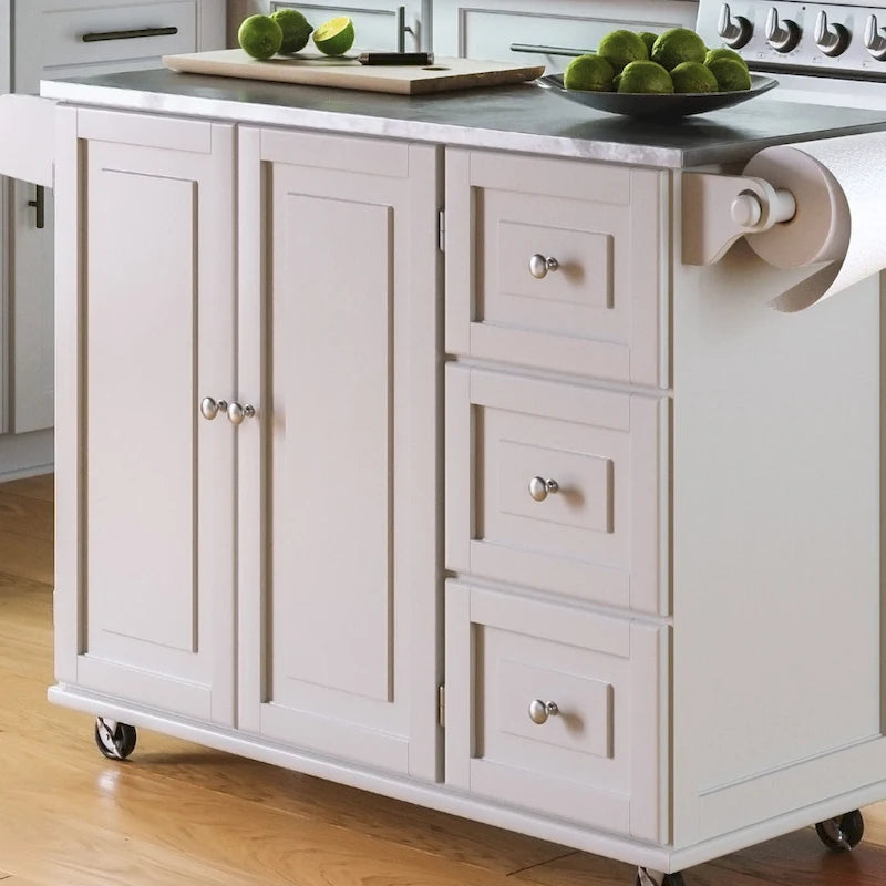 Carrello da Cucina con Piano in Acciaio Inossidabile