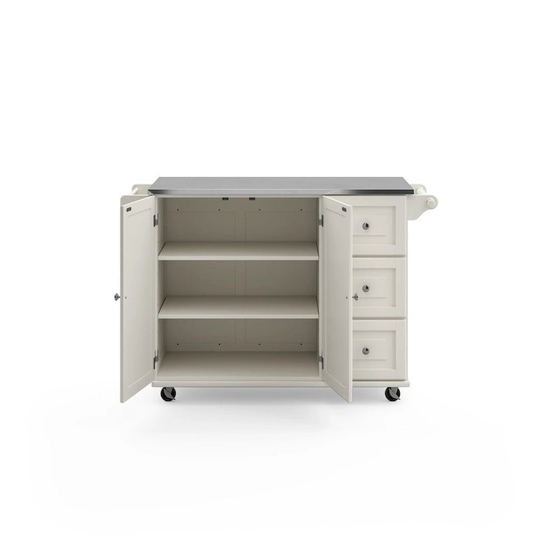 Carrello da Cucina con Piano in Acciaio Inossidabile