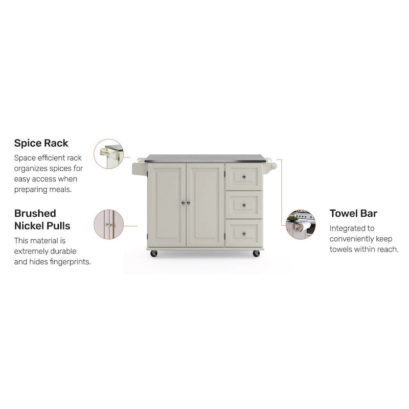 Carrello da Cucina con Piano in Acciaio Inossidabile