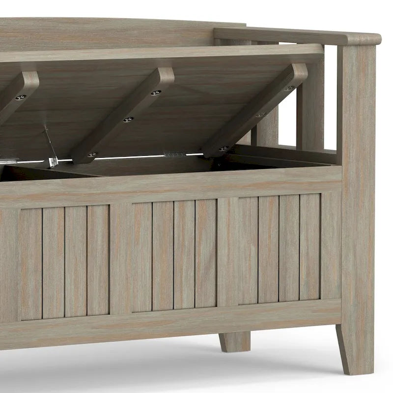 Panca Contenitore da Ingresso in Legno Massello da 122 cm