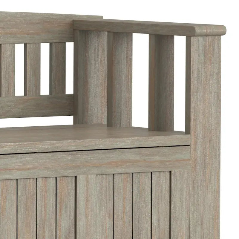 Panca Contenitore da Ingresso in Legno Massello da 122 cm