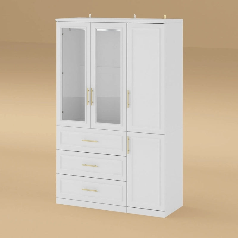 74.8H Armadio & Guardaroba Modulare Contenitore Organizzatore Mobile Bianco