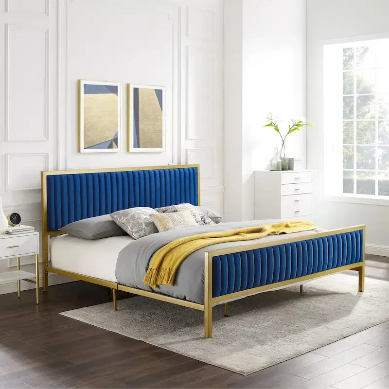 Letto imbottito in velluto