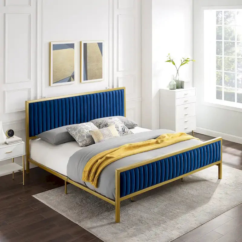 Letto imbottito in velluto