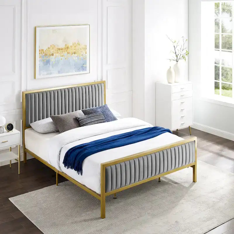 Letto imbottito in velluto