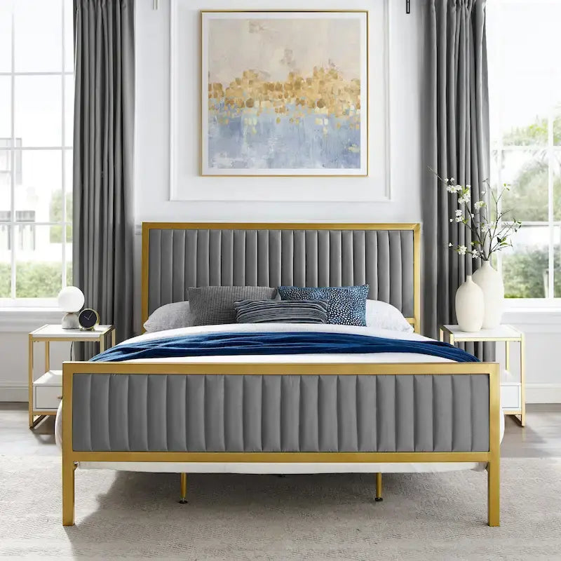 Letto imbottito in velluto